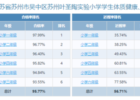 2023-2024年度苏州叶圣陶实验小学 江苏省学生体质健康测试排名公式